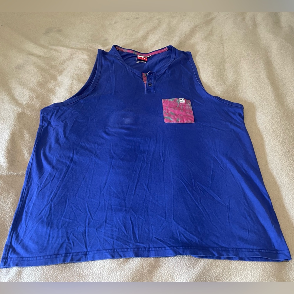 Puma Blue Sleeveless Shirt with Chest Pocket